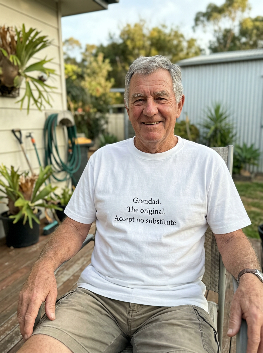 A grandad wearing the Grandad The Original tee